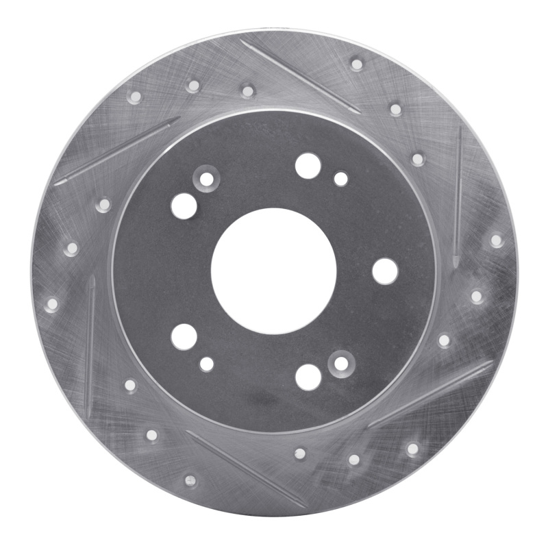 Honda Civic Si Brake Rotor (1) - Rear Right - R1 Concepts - Drilled & Slotted - Silver - `06-`15